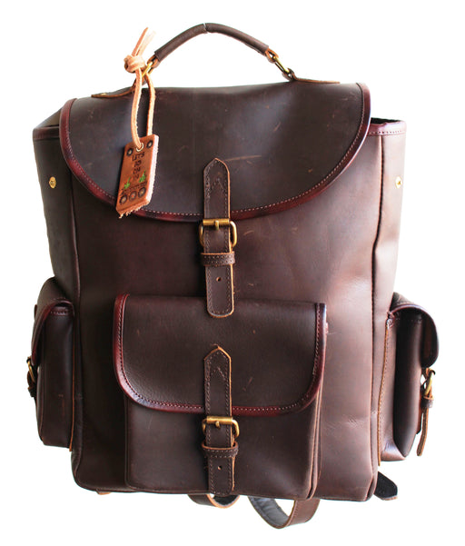 Challenger Full Grain Dark Brown Leather Backpack Multipurpose Travel Bag 18AA07DB