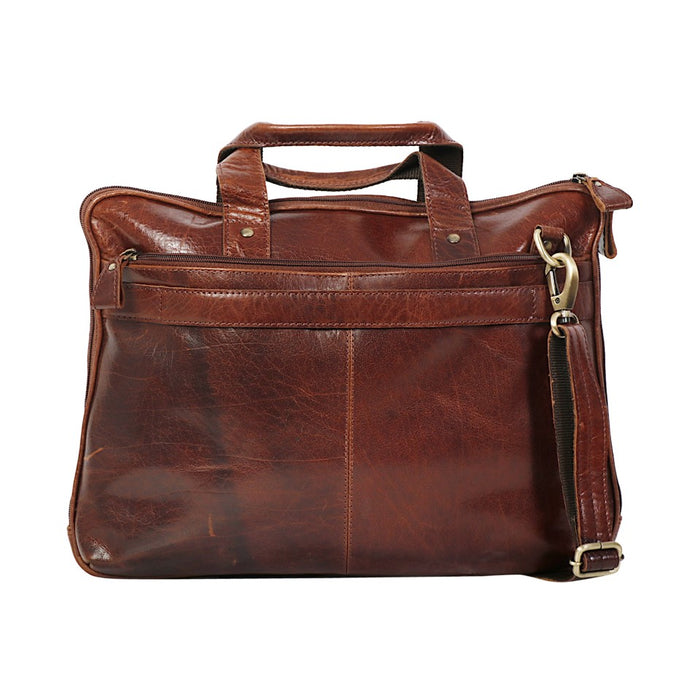 Adam Burk Leather Laptop Messenger Portfolio Shoulder Travel Bag Brown Back to  18ABP5BR