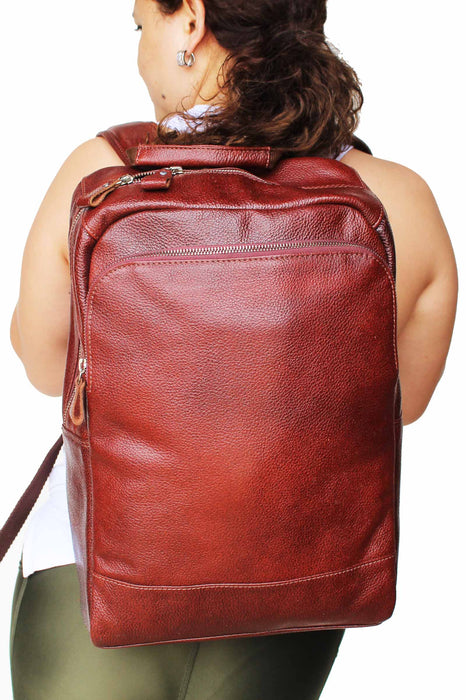 Handcrafted Full-Grain Pebbled Leather Casual Carry-On Travel  Work Backpack Padded for Laptop 18AXB09BG