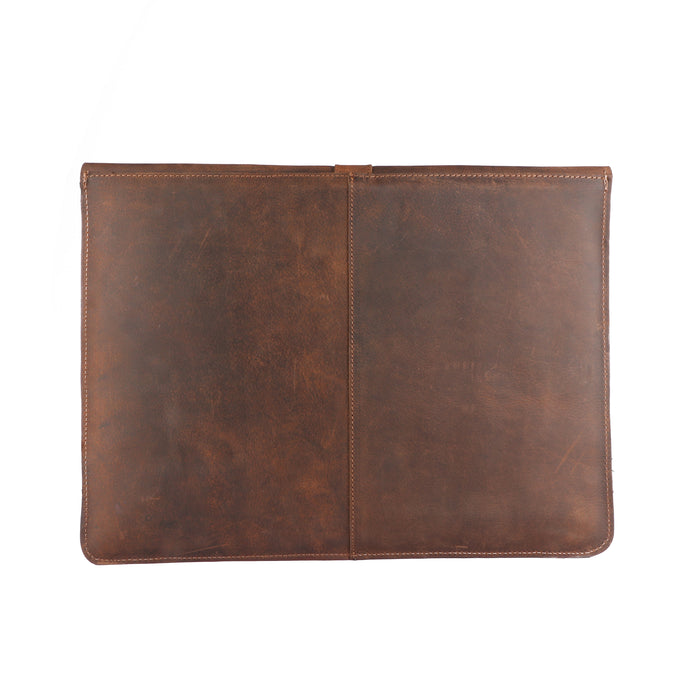 15" Premium Full-Grain Brown Leather Laptop Protective Portfolio Sleeve 18Sleeve