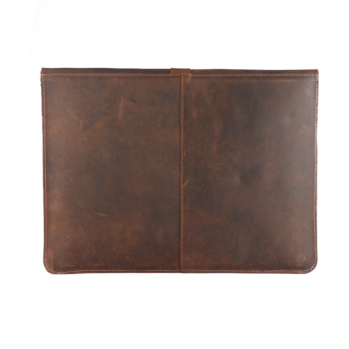 15" Premium Full-Grain Brown Leather Laptop Protective Portfolio Sleeve 18Sleeve