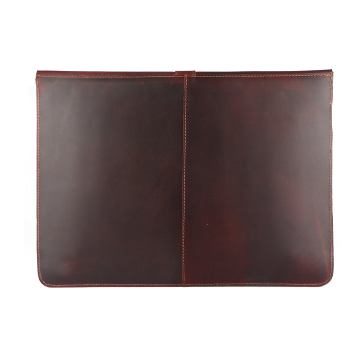 15" Premium Full-Grain Brown Leather Laptop Protective Portfolio Sleeve 18Sleeve