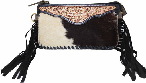 Women's Cowhide Western Floral Tooled Leather Crossbody Shoulder Bag 18RAH29BK