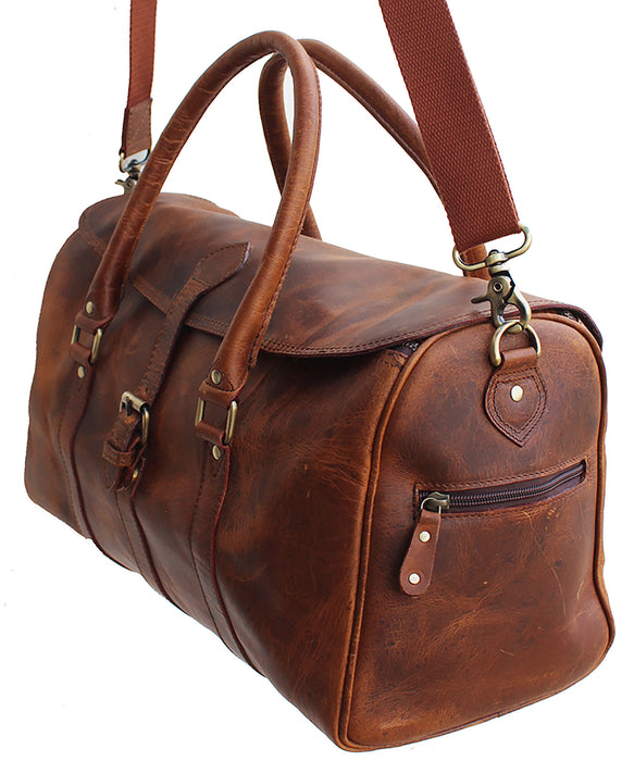 100% Full Grain Vintage Distressed Leather Sports Bag Travel Weekender Bag Duffle 18RT03