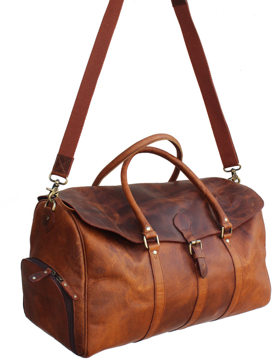 100% Full Grain Vintage Distressed Leather Sports Bag Travel Weekender Bag Duffle 18RT03S