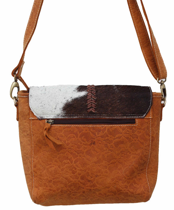 Women's Cowhide Western Floral Embossed Leather Shoulder Purse Handbag 18RTH01