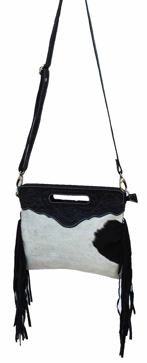 Women's Cowhide Western Floral Tooled Leather Shoulder Purse Handbag 1 —  Challenger