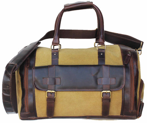Handcrafted Olive Green Canvas Carry-On Travel Weekender Duffle Bag 18SKD01OG