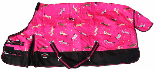 600D Horse Turnout Waterproof Medium-Weight Winter Blanket Pink 21EE04