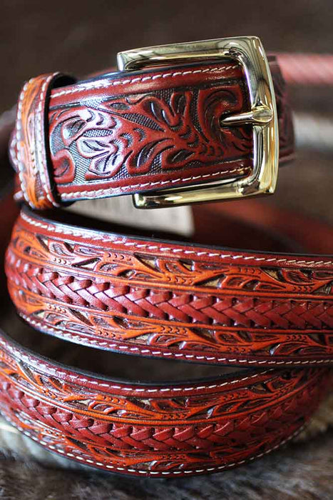 32" 3D USA 1-1/2” Western Fashion Dress Mens Leather Belt Brown Carved 265634