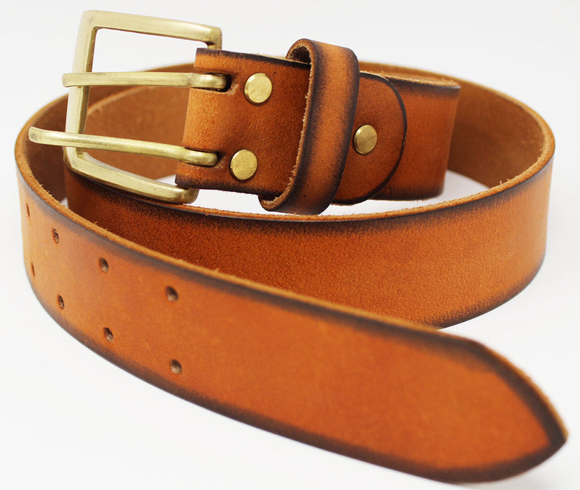 Challenger Horsewear Men's Casual Double-Holed Leather Belt