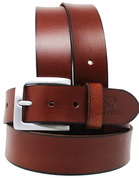 Men's 100% Leather 1 1/2" Wide Casual Jean Dress Belt Plain Brown 26AB05