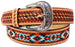 Western Antique Basket Weave Tooled Beaded Full-Grain Leather Belt 26FK50