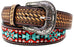 Western Antique Basket Weave Tooled Beaded Full-Grain Leather Belt 26FK54