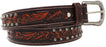 Western Heavy Duty Unisex Genuine Leather Floral Tooled Belt Brown 26JQ01