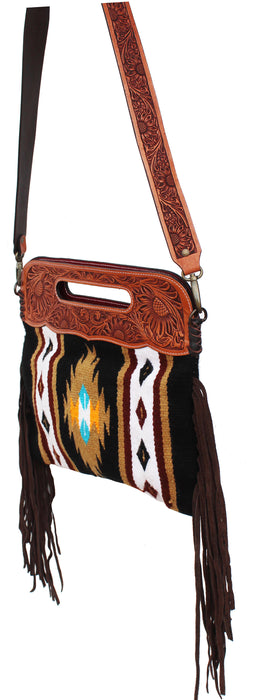 Women's Western Handwoven Wool Rodeo Cowgirl Purse Shoulder Handbag 27FK41