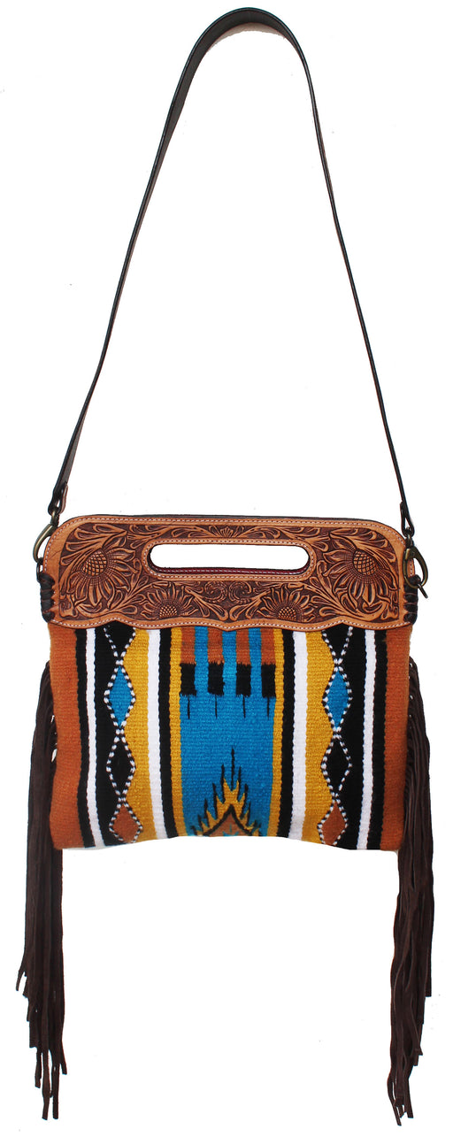 Women's Western Handwoven Wool Rodeo Cowgirl Purse Shoulder Handbag 27FK52