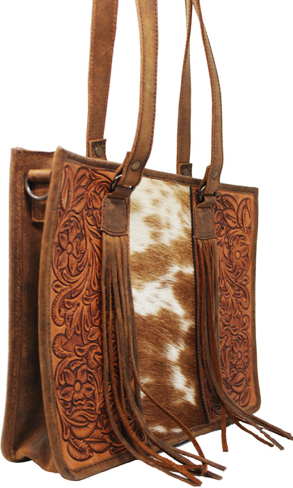 Challenger Women's Western Floral Tooled Leather Shoulder Purse Handbag