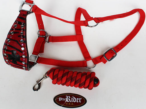 Horse Noseband Tack Bronc Leather HALTER Tiedown Lead Rope  280326