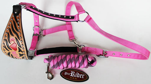 Horse Noseband Tack Bronc Leather HALTER Tiedown Lead Rope  280612
