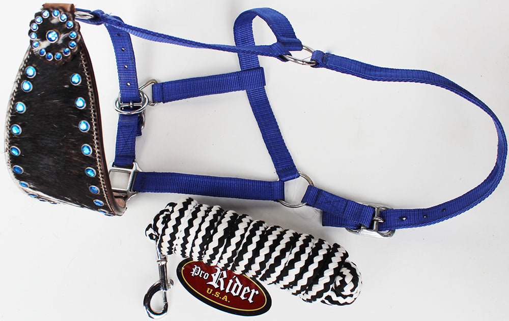 Horse Noseband Tack Bronc Leather HALTER Tiedown Lead Rope  280631