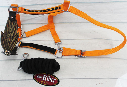 Horse Noseband Tack Bronc Leather HALTER Tiedown Lead Rope  280M8285
