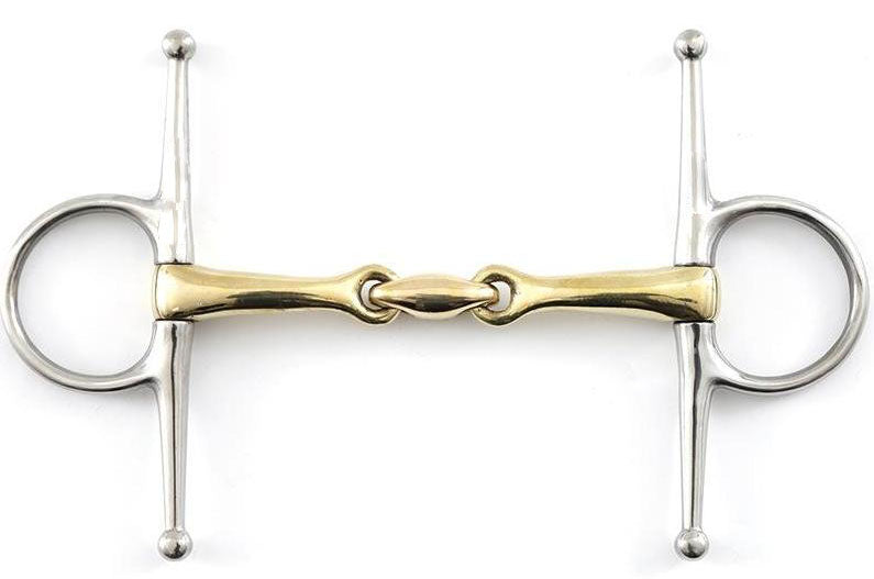 Horse Professional Equine Full Cheek Snaffle 4-1/2" Brass Mouth Horse Bit 35187