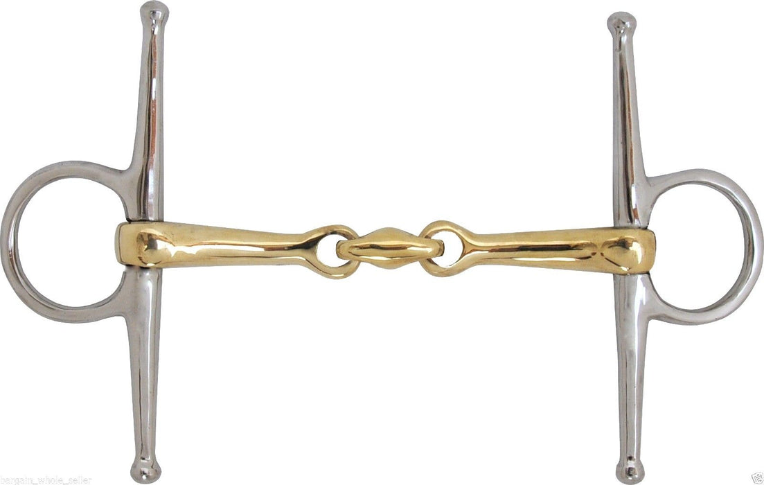 Horse Professional Equine Full Cheek Snaffle 4-1/2" Brass Mouth Horse Bit 35187