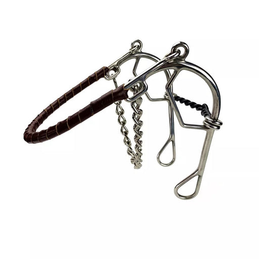 Horse Equipment Racing Bits Stainless Steel Hackamore Bits Sweet Iron Mouth with Leather Wrapped Noseband and Curb Chain Mouth 35508B