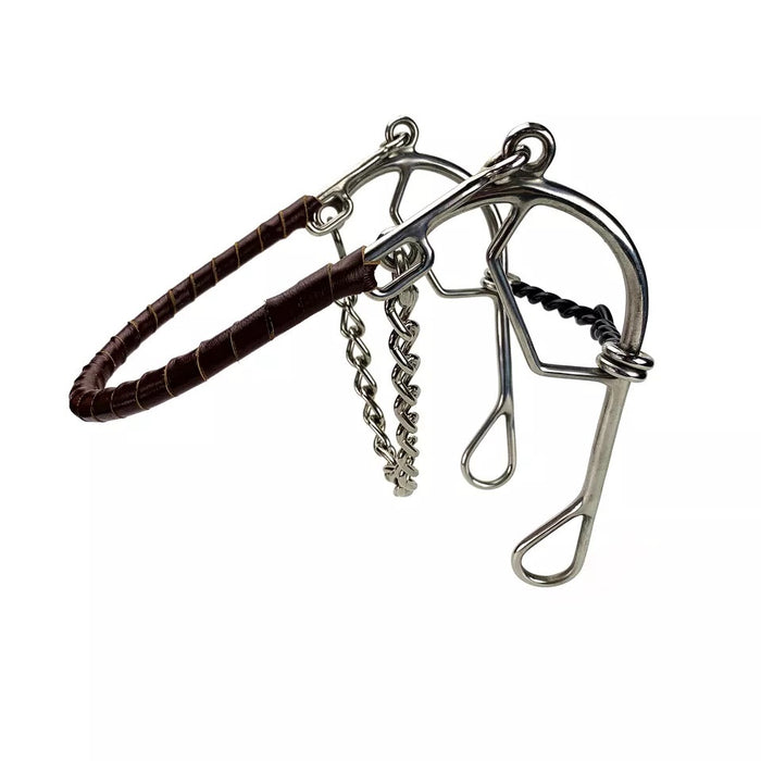 Horse Equipment Racing Bits Stainless Steel Hackamore Bits Sweet Iron Mouth with Leather Wrapped Noseband and Curb Chain Mouth 35508B