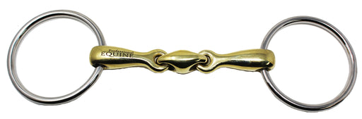 SS Loose O-Ring Dog Bone Snaffle Pony Horse Bit 6" Brass Mouth Equine 35521E