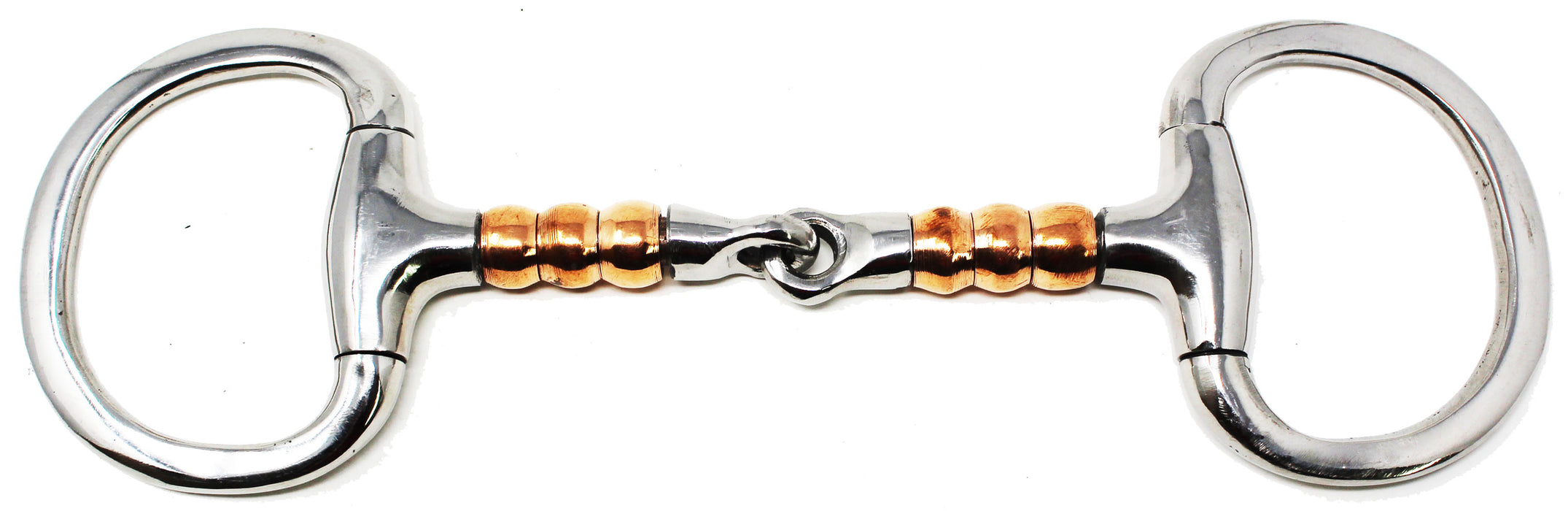 Horse  5" Mouth Jointed Eggbutt Snaffle Bit w/ Copper Rollers 35536B