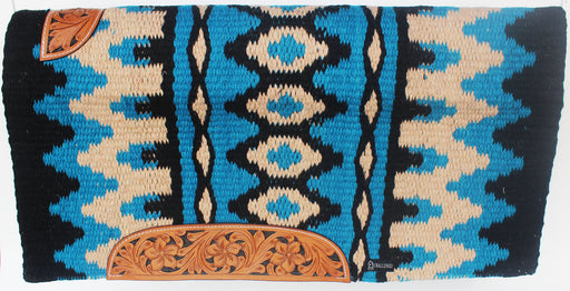 34x36 Horse Wool Western Show Trail SADDLE BLANKET Pad Rug Brown Teal 36365C