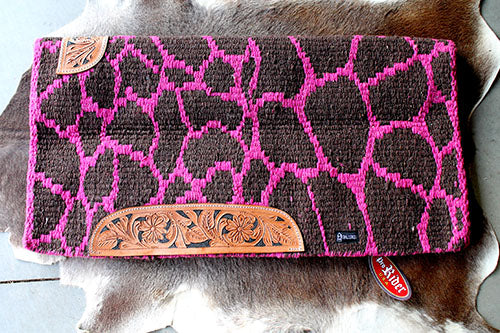 Horse Wool Western Show Trail SADDLE BLANKET Rodeo Pad Rug Pink Brown 3673C