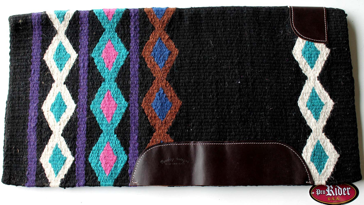 34x36 Horse Wool Western Show Trail SADDLE BLANKET Rodeo Pad Rug Black 36S586C