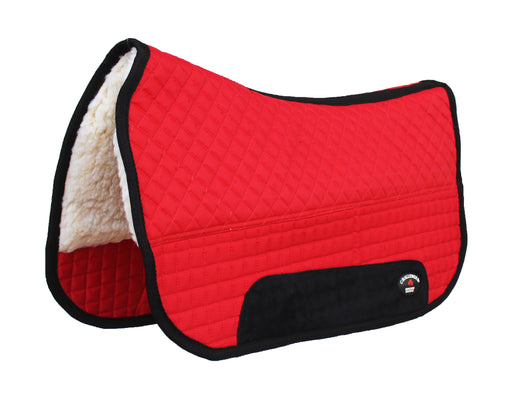 Horse 27" x 16" Contoured Fleece Lined Quilted Western Saddle Pad Red 3998