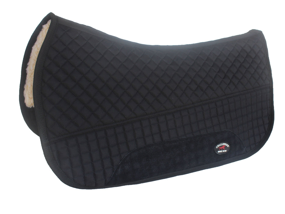 Challenger 28" x 30" Western Quilted Fleece Padded Saddle Pad Black 3999