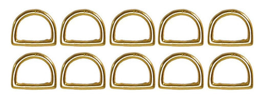 Challenger Pack of 10 1-1/4” Cast Solid Brass Rigging Leather Hardware Dee Rings 40312