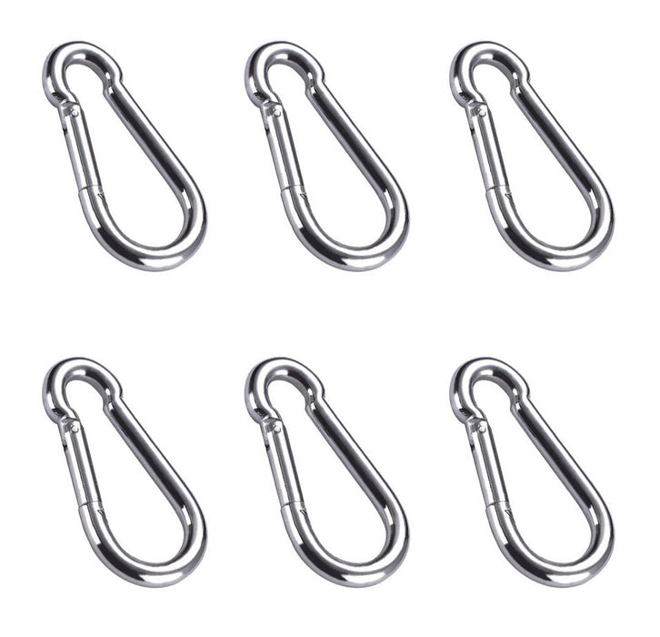 1/4" x 2-3/8" Zinc-Plated Spring Loaded Snap Hook Caribener Clips for Keychain, Backpack, Outdoors 40340