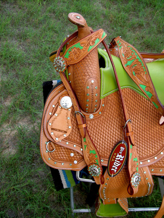 Horse Western Barrel Show Pleasure LEATHER SADDLE Bridle  5040