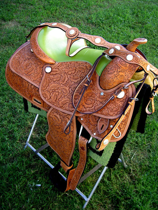 Horse Western Barrel Show Pleasure LEATHER SADDLE Bridle  5054