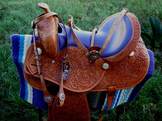 Horse Western Barrel Show Pleasure LEATHER SADDLE Bridle  5084