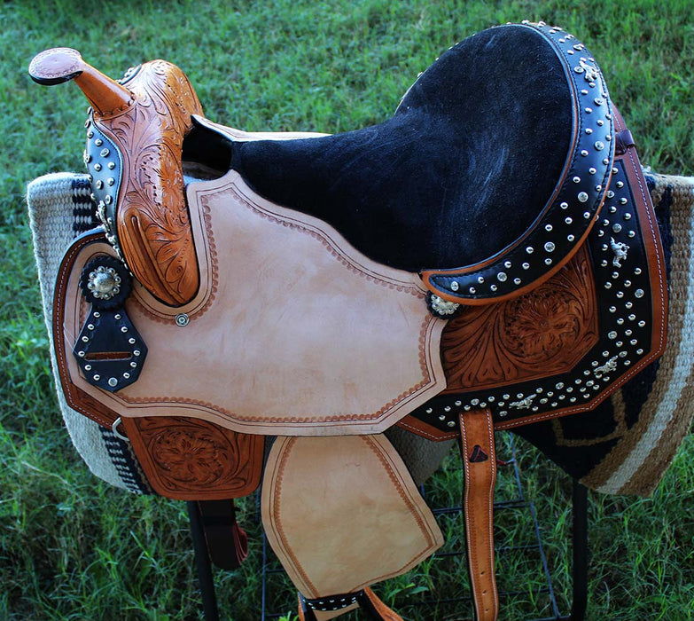 16" Horse Western Barrel Show Pleasure LEATHER SADDLE Bridle  50S00451