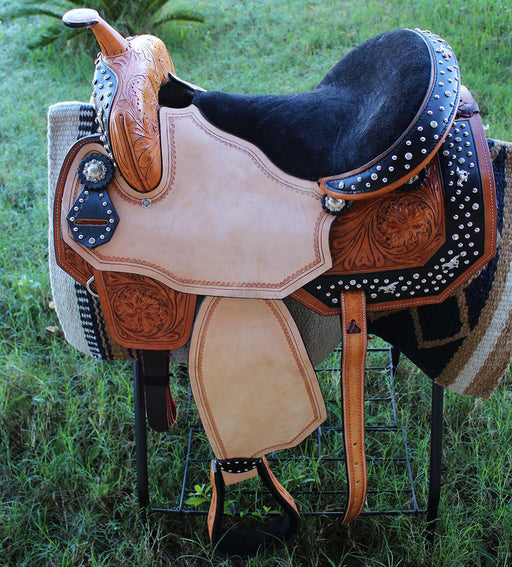 16" Horse Western Barrel Show Pleasure LEATHER SADDLE Bridle  50S00451