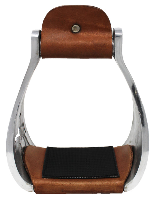 Challenger Horse Saddle Western Aluminium Bell Engraved Cut-Out Stirrups 51146