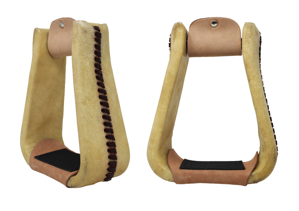 Horse Saddle 5" Wide Western Rawhide Covered Saddle Stirrups Tack 51217TN