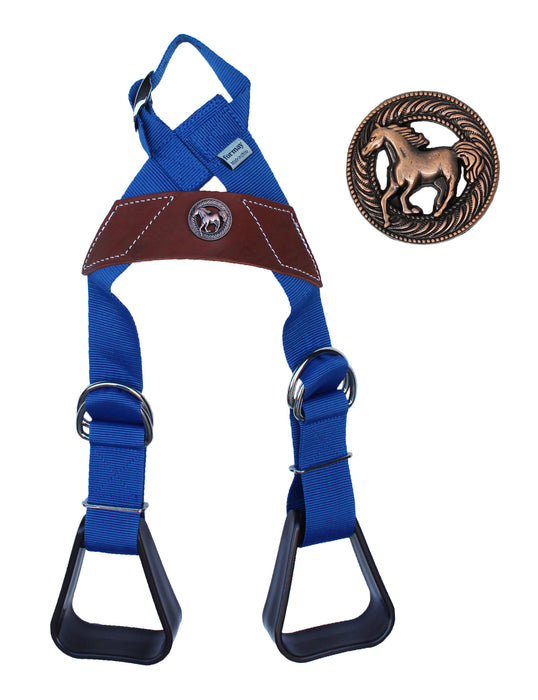 Horse Western Blue Nylon Adjustable Saddle Youth Rider Kids Buddy Stirrups 5158