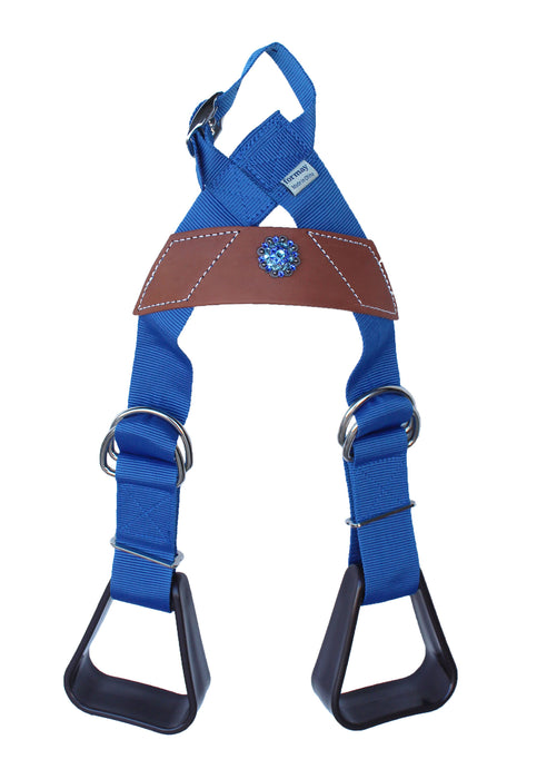 Horse Western Blue Nylon Adjustable Saddle Youth Rider Kids Buddy Stirrups 5158