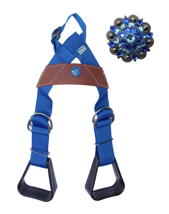 Horse Western Blue Nylon Adjustable Saddle Youth Rider Kids Buddy Stirrups 5158