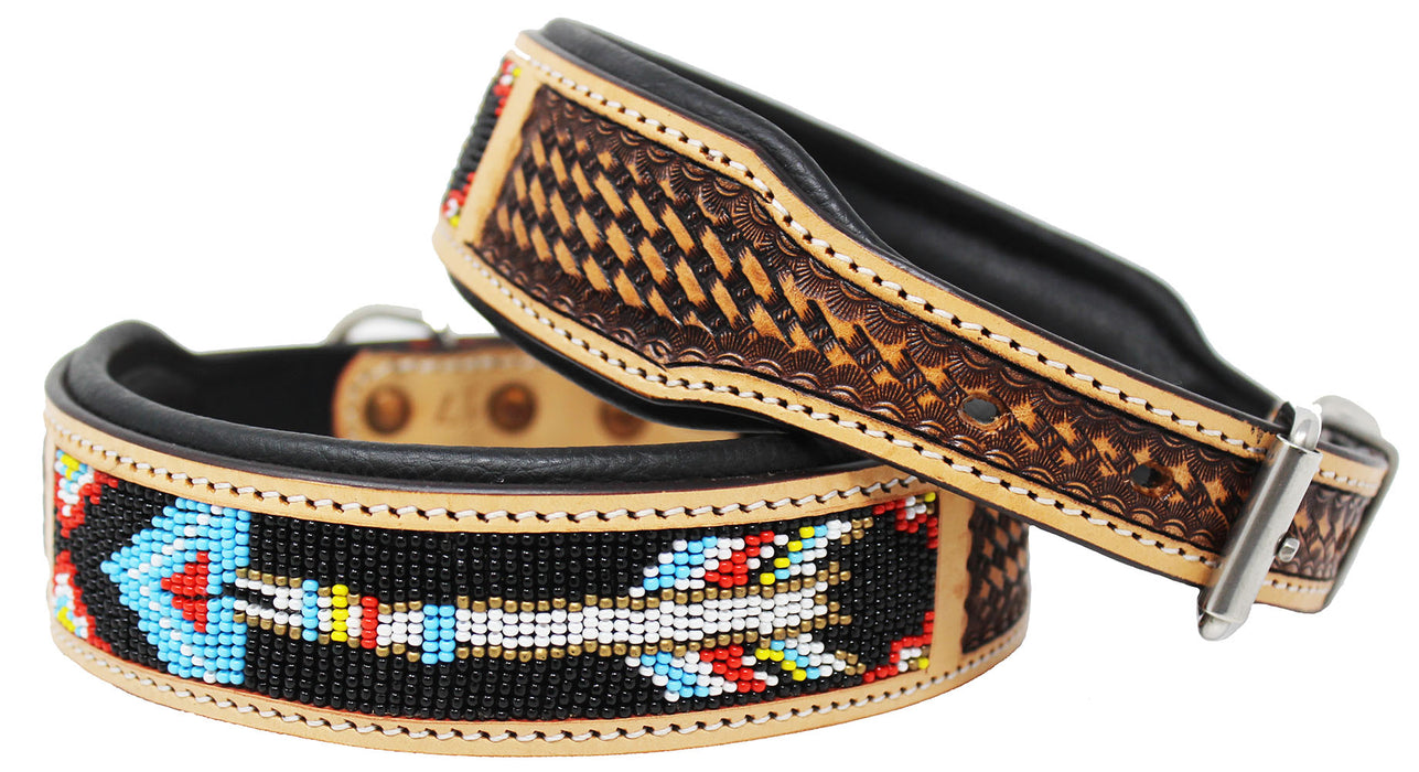 Dog Puppy Collar Genuine Cow Leather Padded Canine  60137